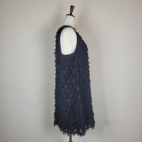 Anthropologie Dress 12 Black Roxie Fringe Textured Sleeveless Party Flapper - Picture 3 of 11